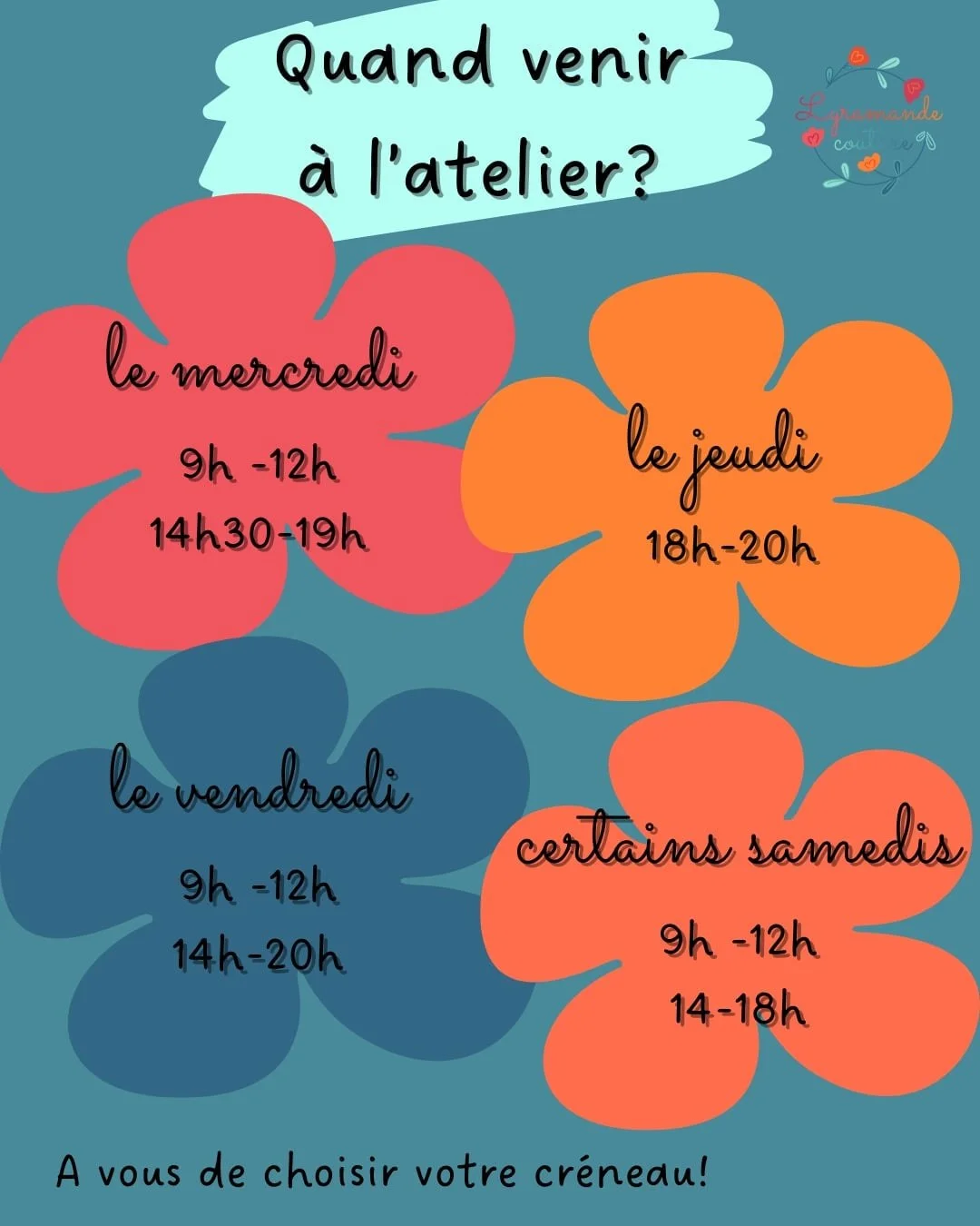 Venez prendre des cours de couture à saint astier. 
L'atelier est ouvert le mercredi, le jeudi, le vendredi et certains samedis par mois. La réservation se fait en ligne, rien de plus facile. 
A très vite ! 
Amandine 
 #sainta