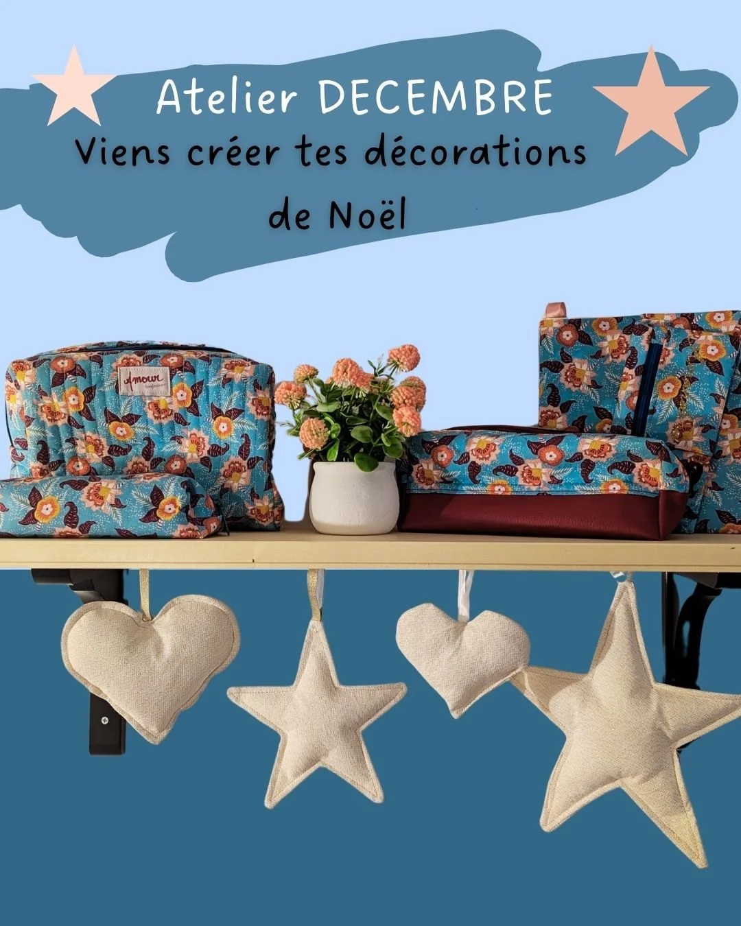 Les ateliers de No&euml;l commencent chez Lyramande Couture!

Retrouve moi pour un atelier sp&eacute;cial d&eacute;coration de No&euml;l au  mois de d&eacute;cembre.
Cr&eacute;neaux atelier initiation &agrave; r&eacute;server sur mon site internet po