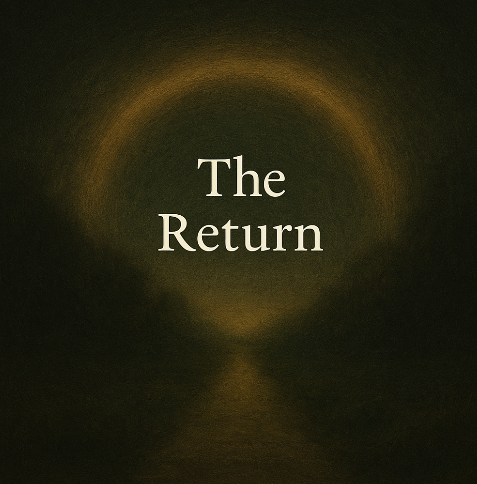 The words "The Return" centered on a dark, textured background with subtle circular light patterns.