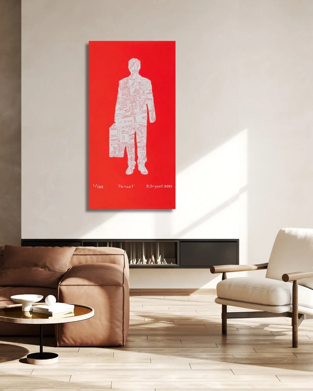 The &lsquo;Traveller&rsquo; series has always been a favourite of mine, so I was very excited to unpack these and see them up on the gallery walls!
These limited edition canvas prints feature Michele Bryant&rsquo;s signature travelling figure, layere