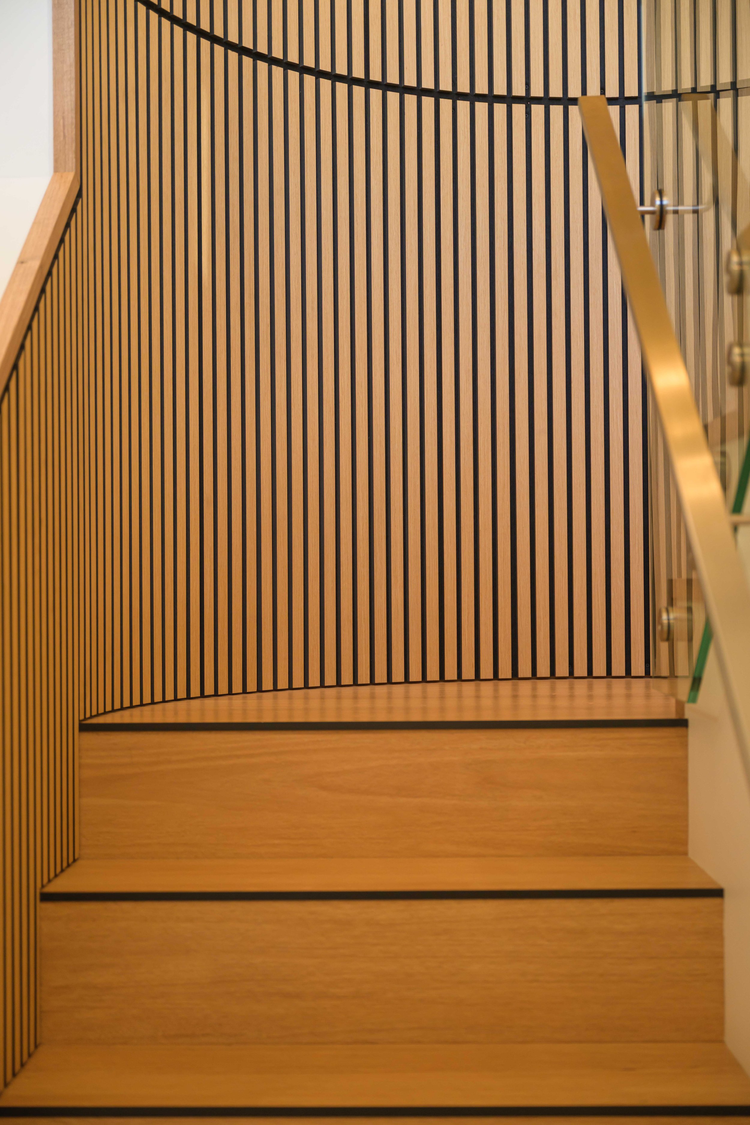 Curved Staircase Detail | Ashe Interior Design Christchurch