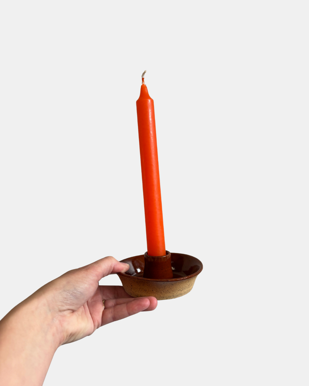 Burnt orange candle holder dish NZ Clay2.png