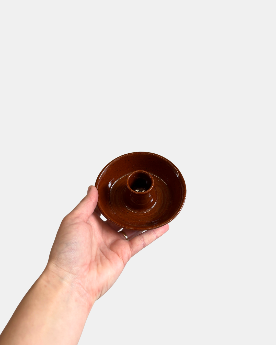 Burnt orange candle holder dish NZ Clay4.png