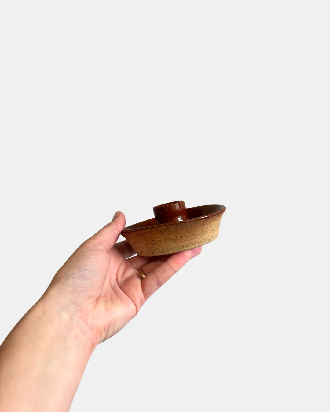Burnt orange candle holder dish NZ Clay3.png