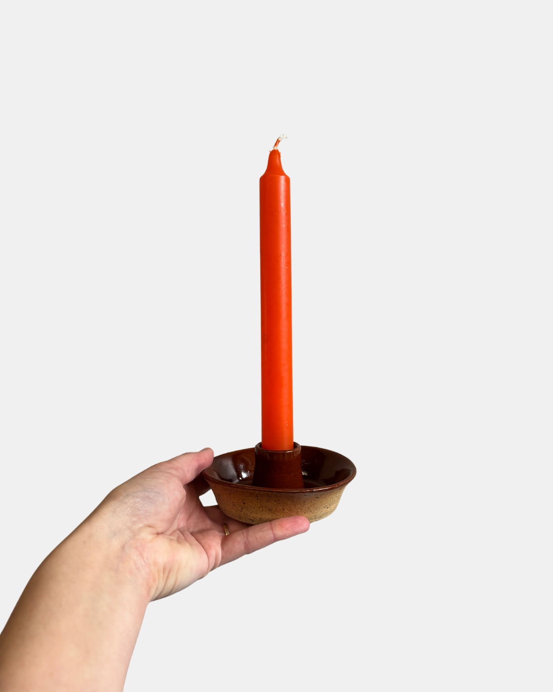 Burnt orange candle holder dish NZ Clay1.png
