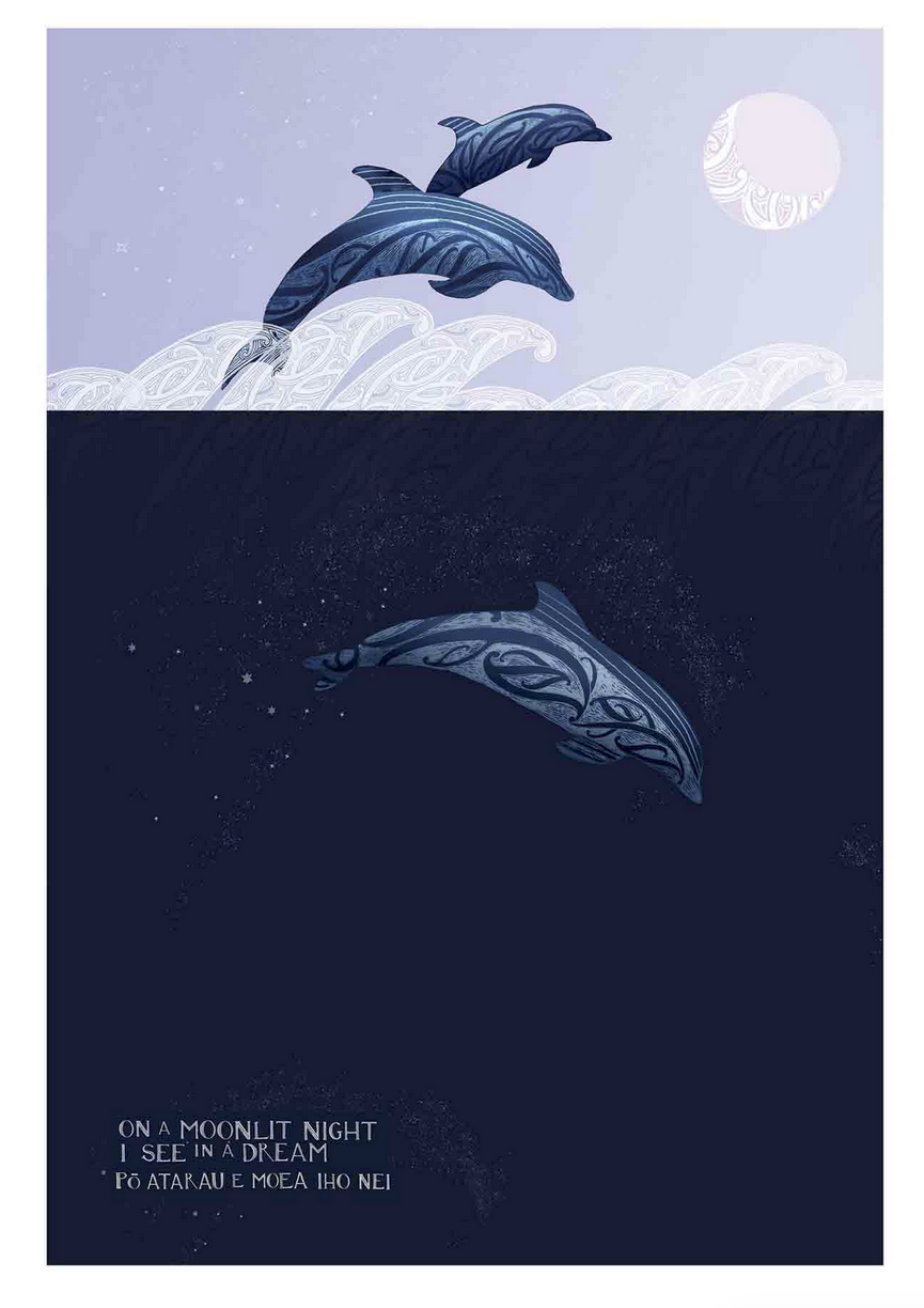 Po atarau Moon Light Dolphin Amber Smith Print0.png