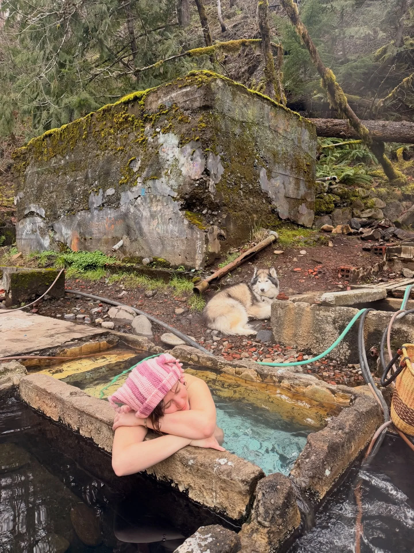 Soaking in two years today with my hot springs siren 🐺 the best way we know how ❤️&zwj;🔥🧜&zwj;♀️
Since 2024 we&rsquo;ve lived in Mexico together, traveled to dozens of sacred springs, and got ourselves in some mischief. 🐍 
We were meant to be tog