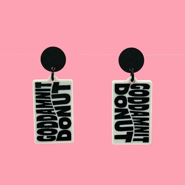 Goddamnit donut earrings from Jessee Maloney