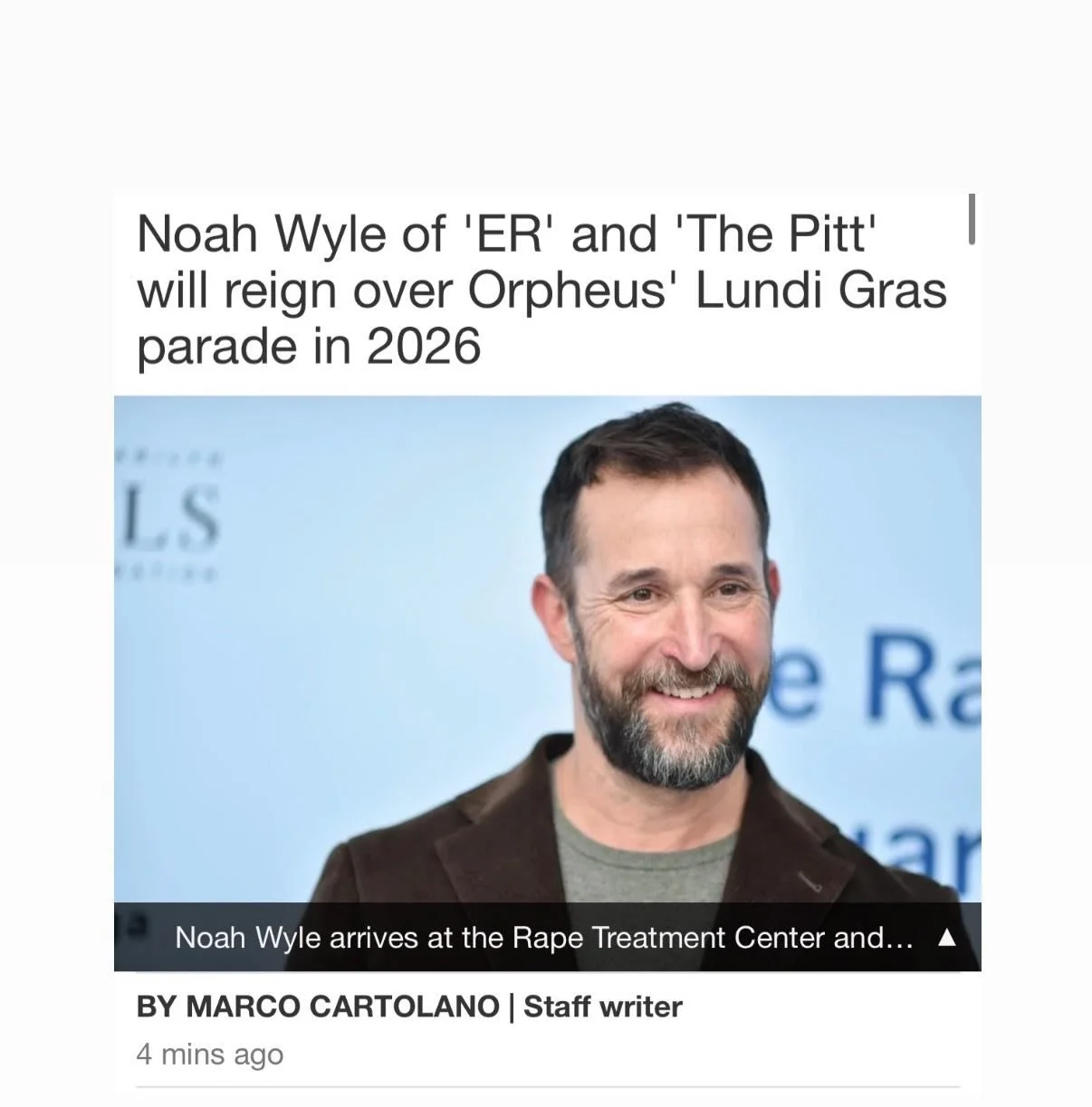 For those in New Orleans Noah will be at the 2026 Orpheus Monarch when the parade rolls on Lundi Gras, February 16th, 2026! 

Credit to: NOLA 

#thepitt #noahwyle #orpheusmonarch #parade #neworleans