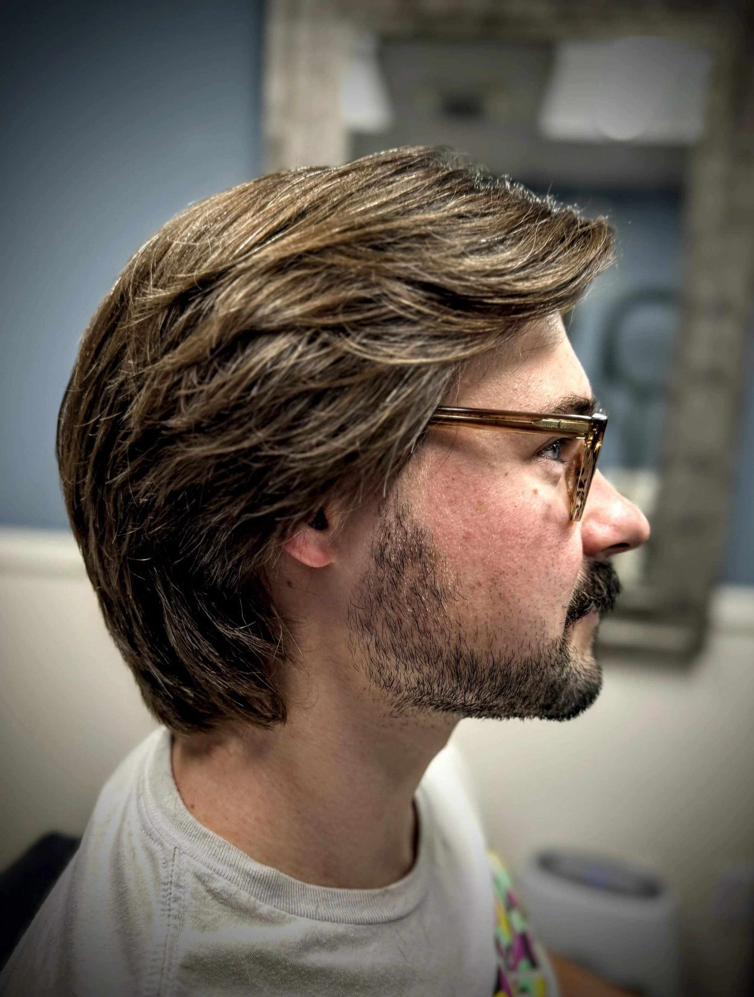 men's medium length scissor cut