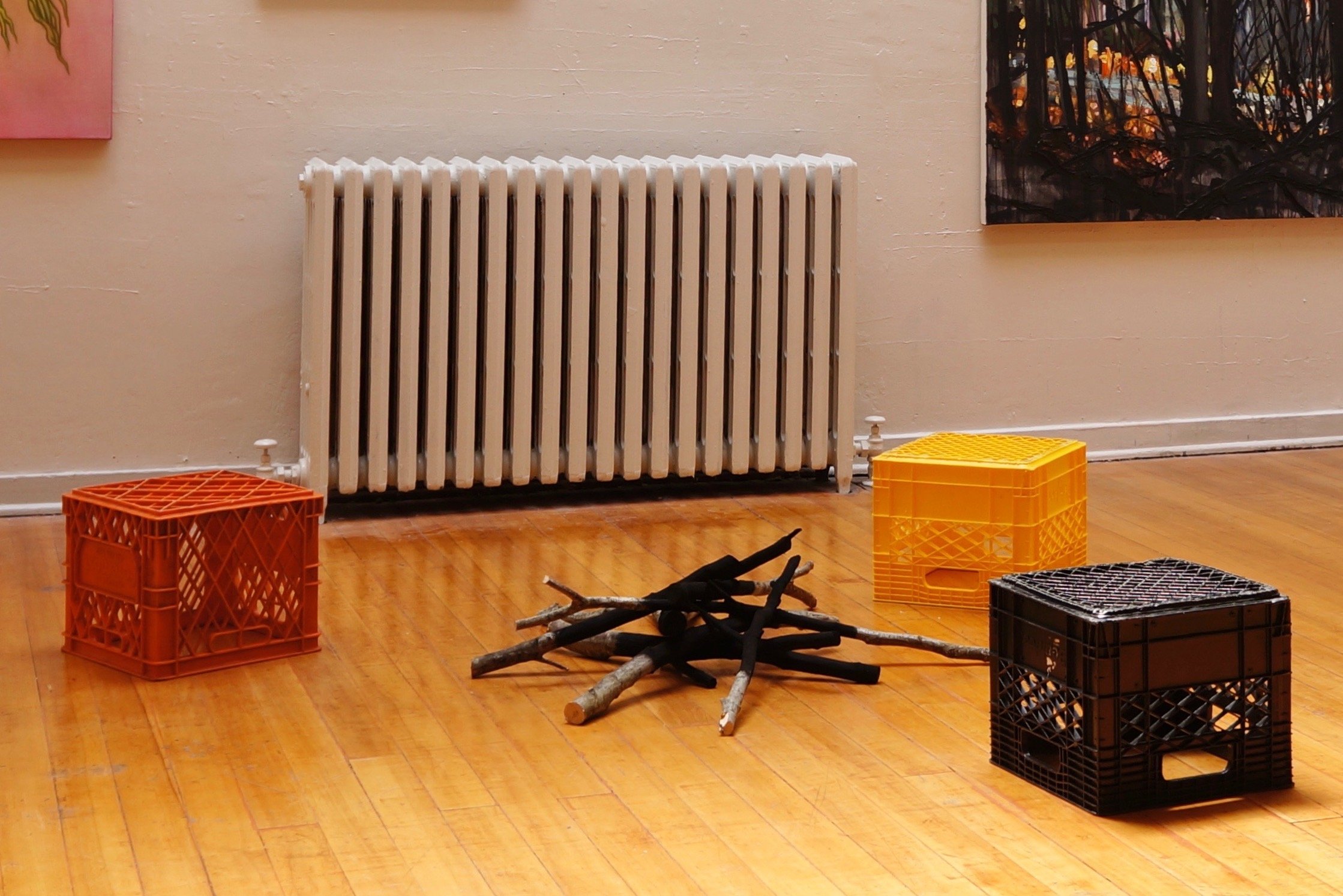 Camp Fire
Charcoal on sticks,
milk crates.
Dimensions variable
2014