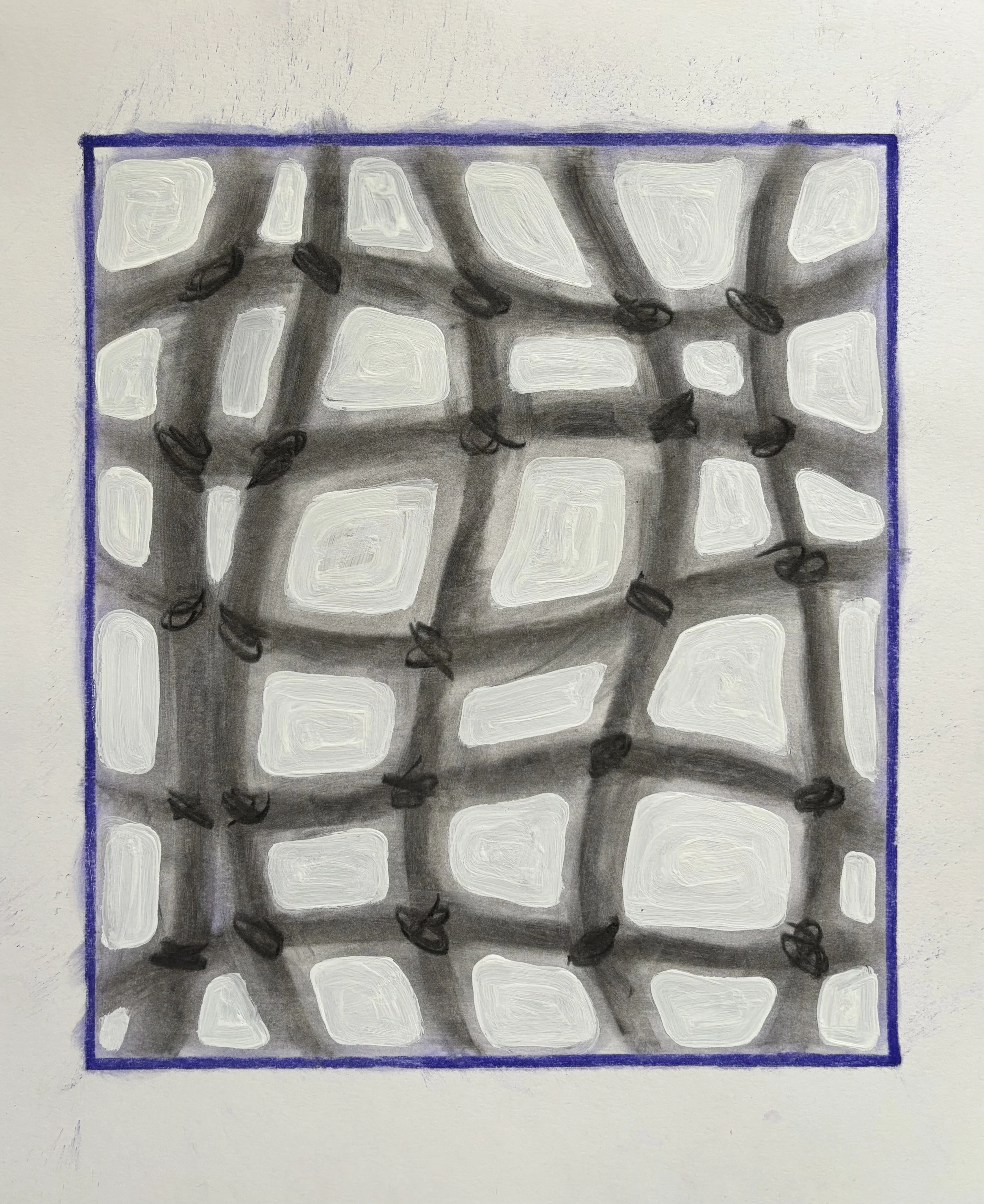  charcoal, pencil, and gesso on paper 