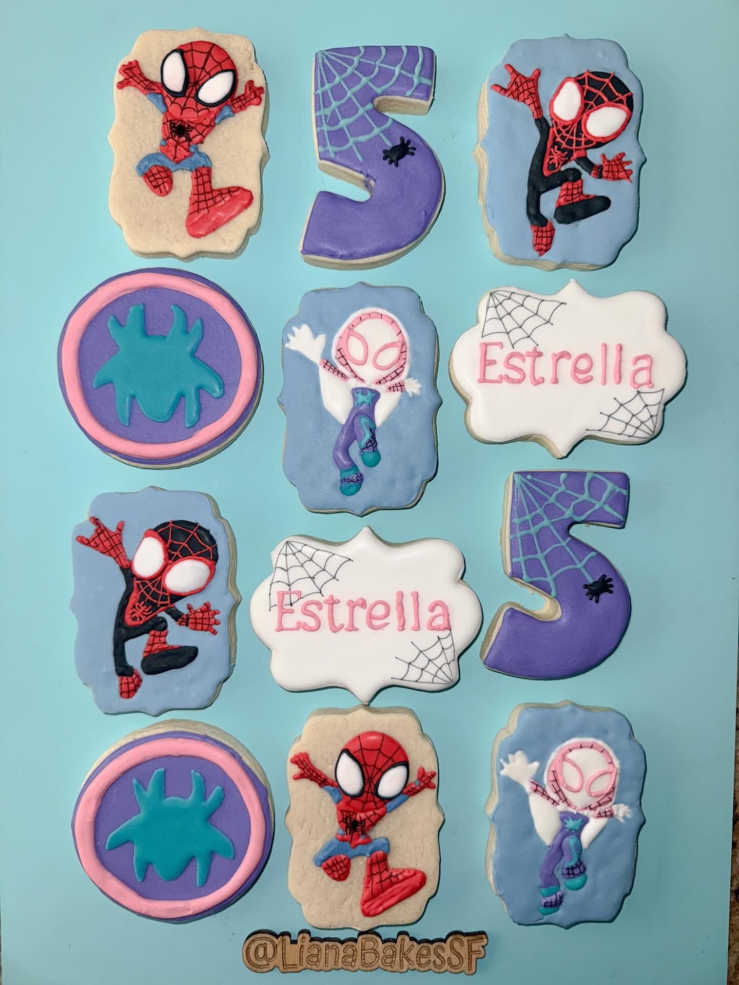 Ghost Spider &amp; her Amazing Friends cookies 🕷️ 

#ghostspider #ghostspiderbirthday #ghostspidercookies #spidey #spideyandhisamazingfriends #spideycookies #birthdaycookie #customcookies #bayarea #bayareabaker