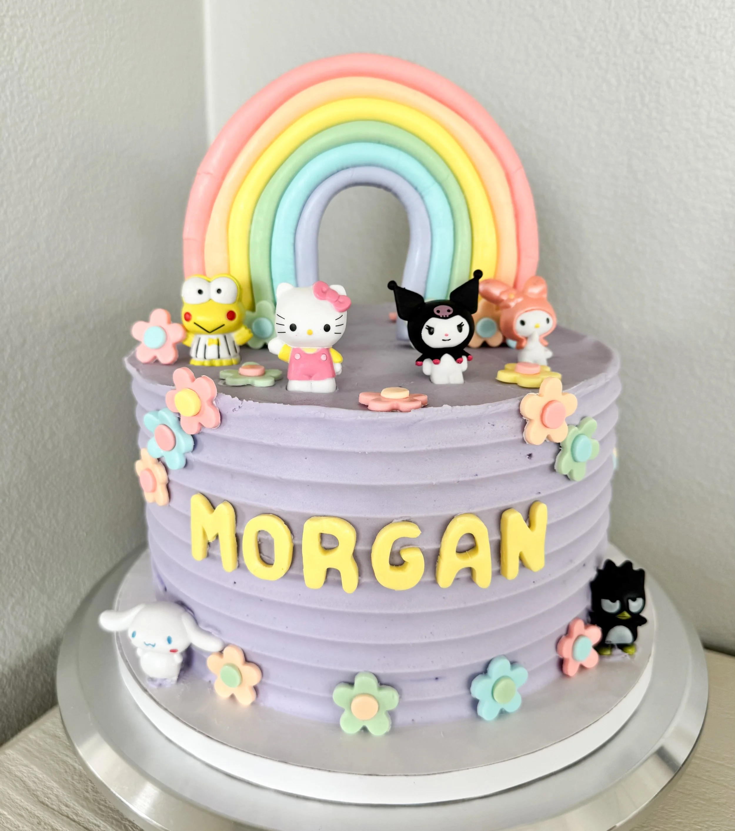 birthday cake sanrio hello kitty kuromi my melody badtz maru rainbow flowers