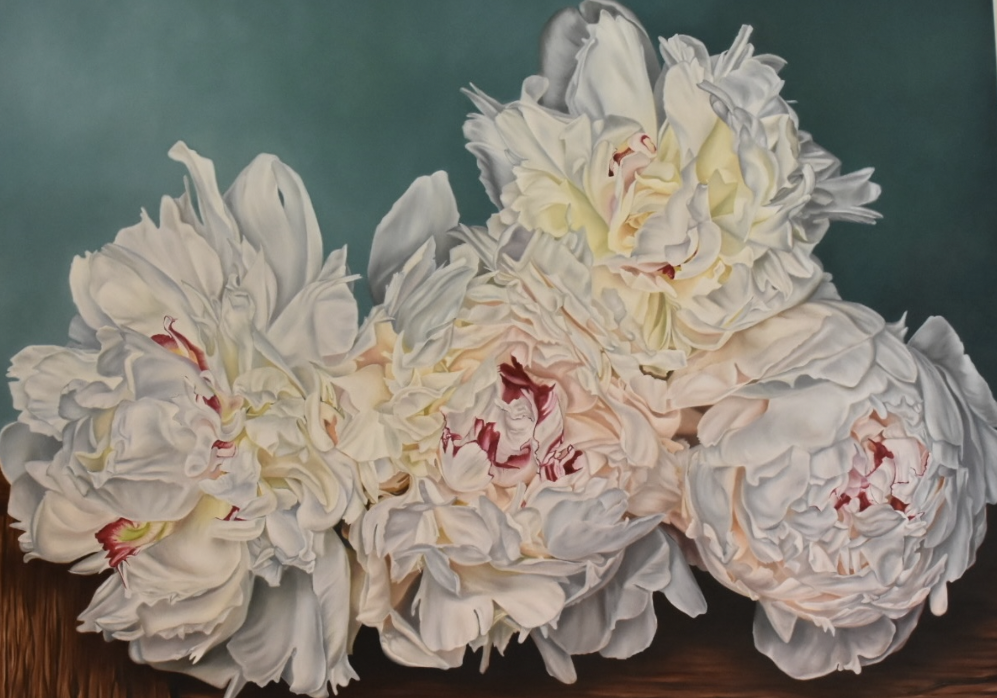 Four White Peonies