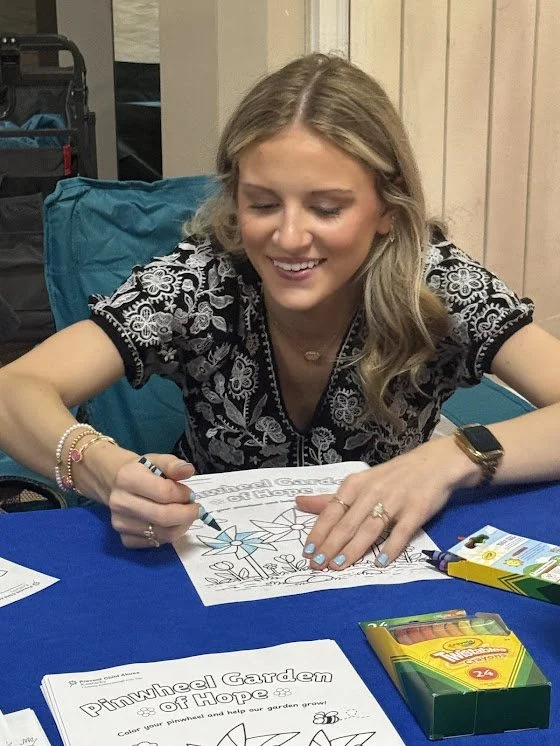 I loved coloring a pinwheel page for child abuse prevention awareness