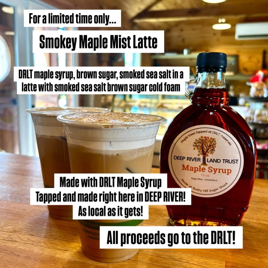 Try our Smokey Maple Mist Latte this weekend while supplies last! ❤️🍁

As Local as it gets!! 

TAPPED AND MADE RIGHT HERE IN DEEP RIVER❤️

#maplesyrup #deepriver #local