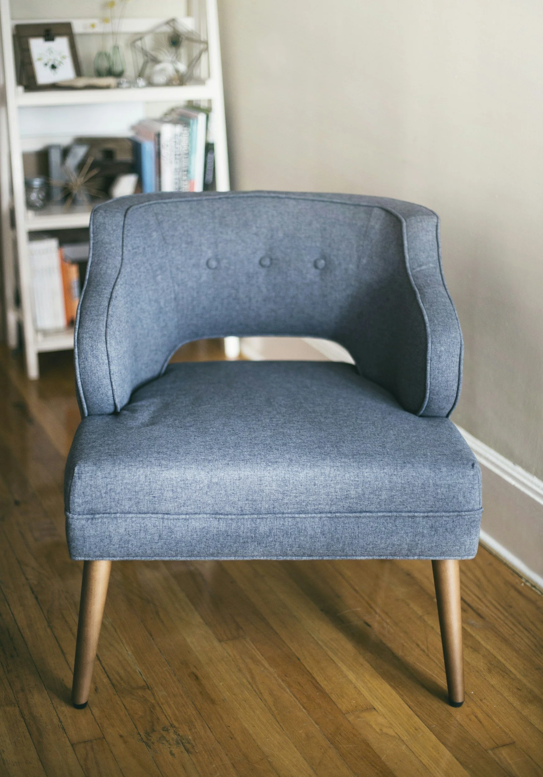 Tufted Blue Accent chair, 72"W x 42"D x 32"H