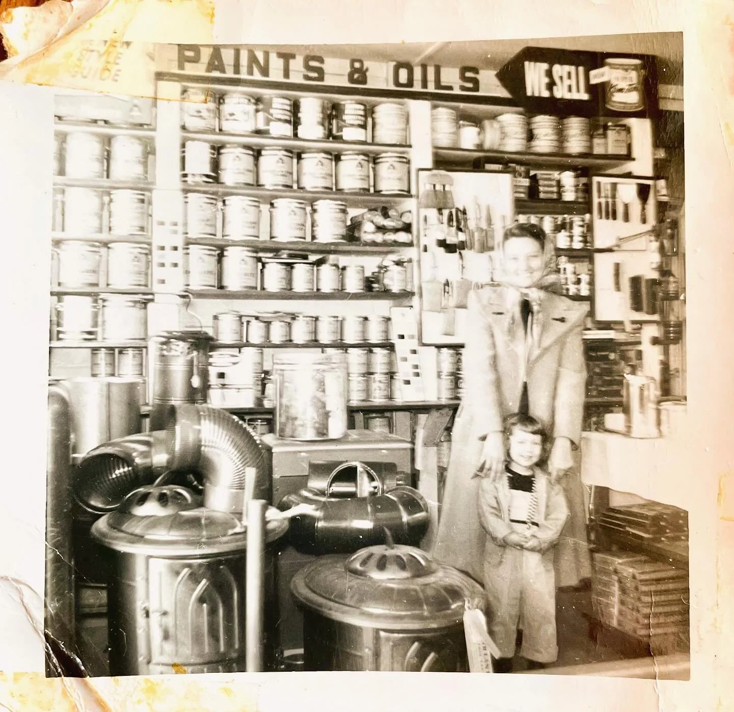 Sarah here. I asked my mom if she had any old photos from inside the hardware store. Not just any store&hellip;her dad&rsquo;s hardware store. Papa&rsquo;s hardware store. The early beginnings of @stateroadhardware, back when it lived just steps in f