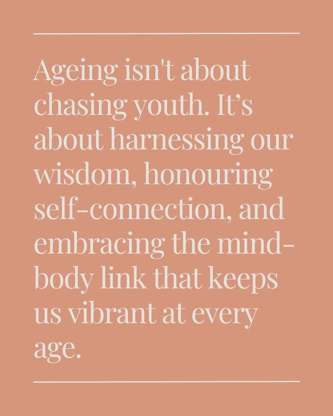 Ageing gracefully isn&rsquo;t about resistance - it&rsquo;s about reconnection.
When we slow down and honour what our body, skin and intuition are telling us, we begin to see vitality doesn&rsquo;t come from youth - it comes from alignment. From nour
