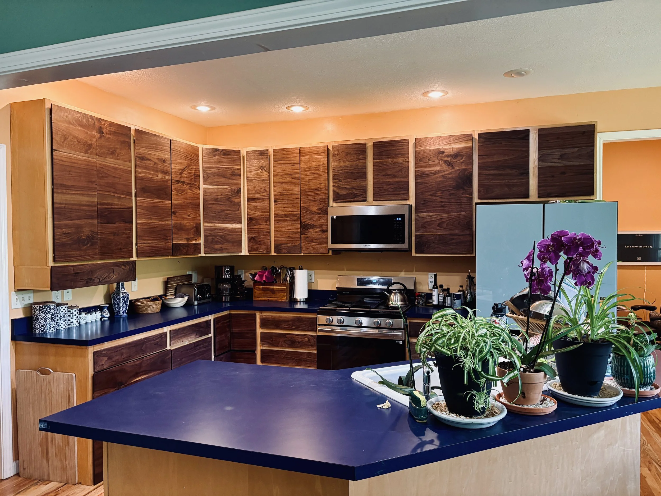 custom walnut cabinet reface