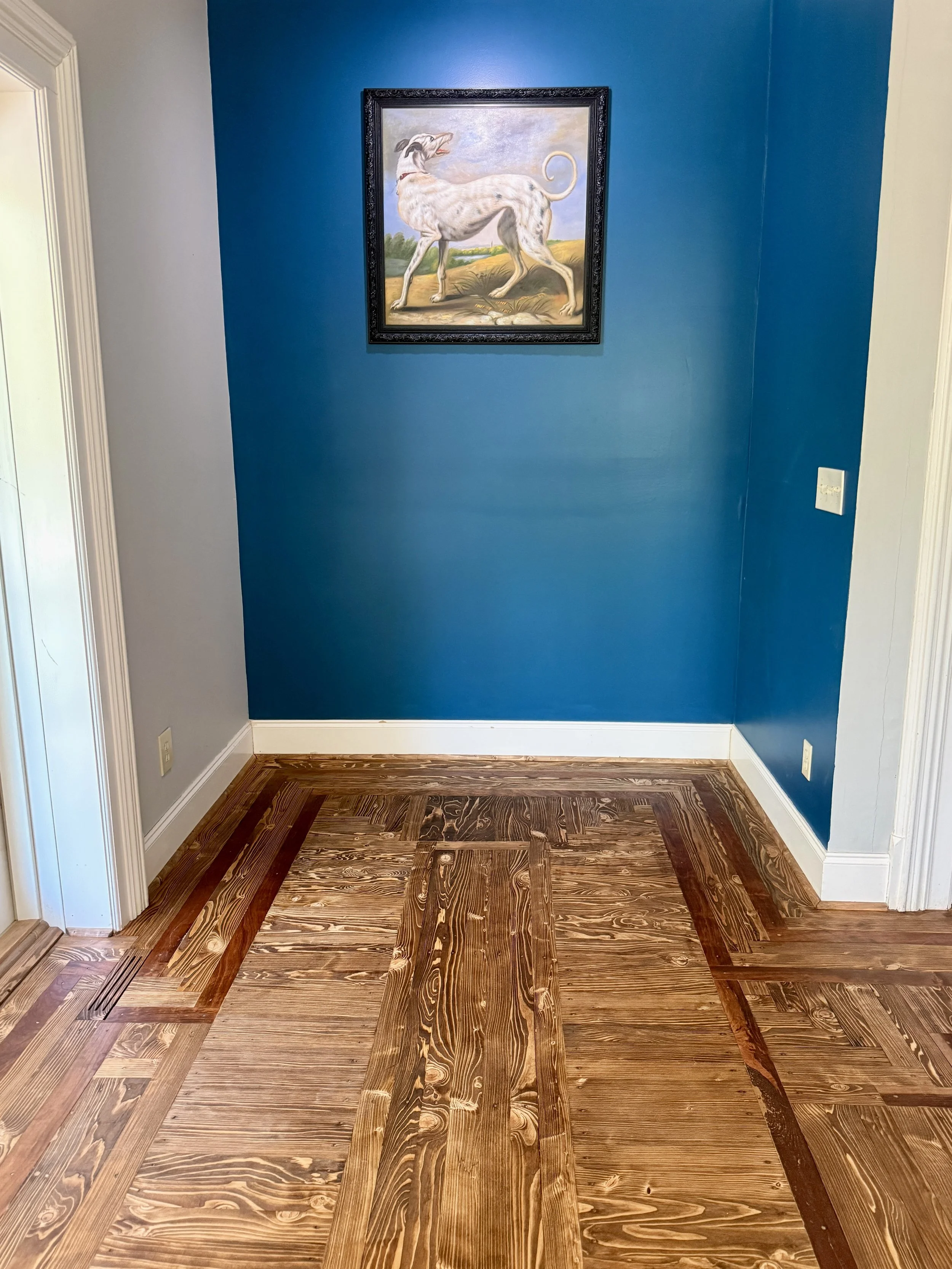 custom intricate patterned wood floor built by Timber and Stone