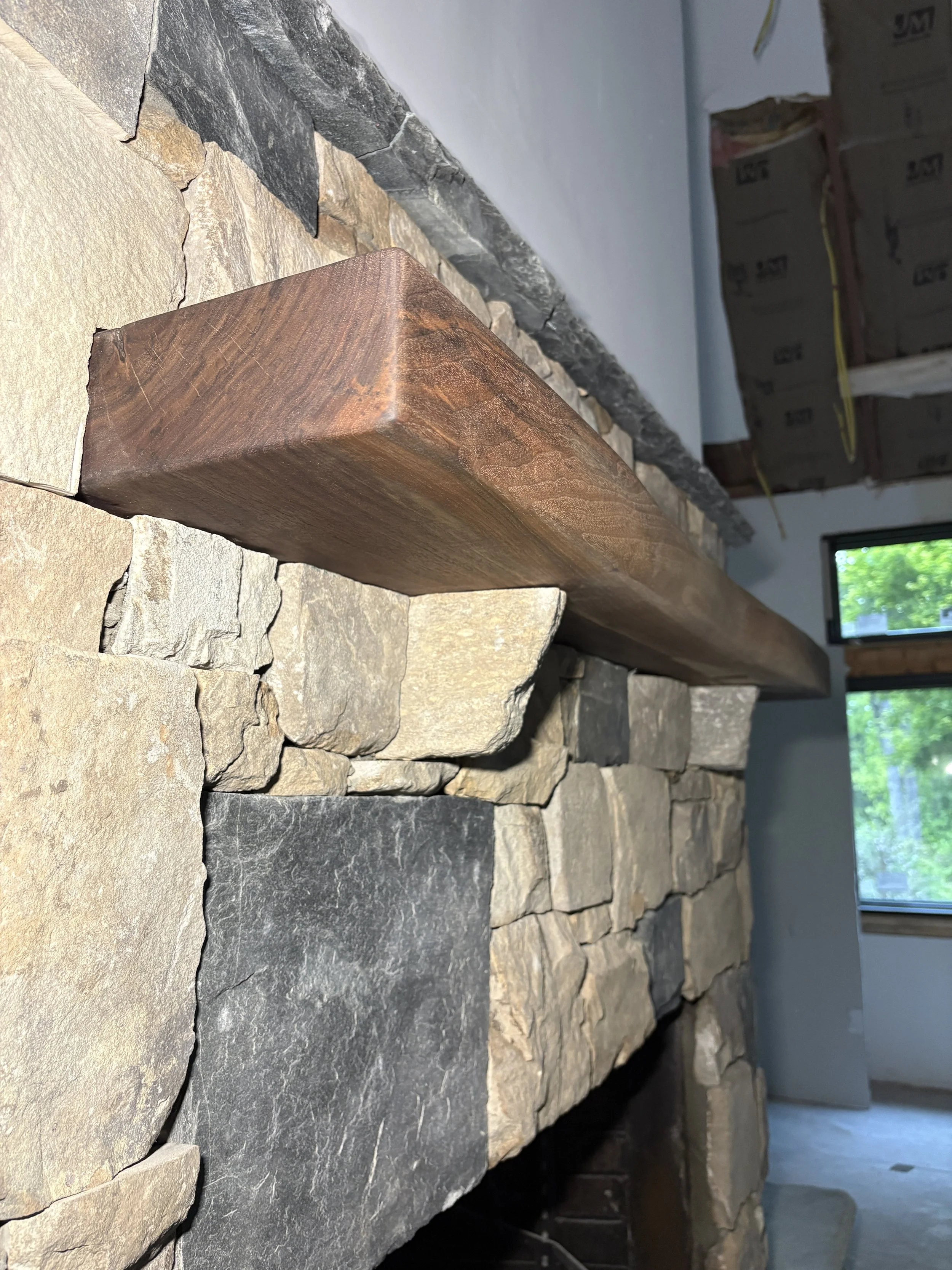 Live-Edge Walnut Mantel