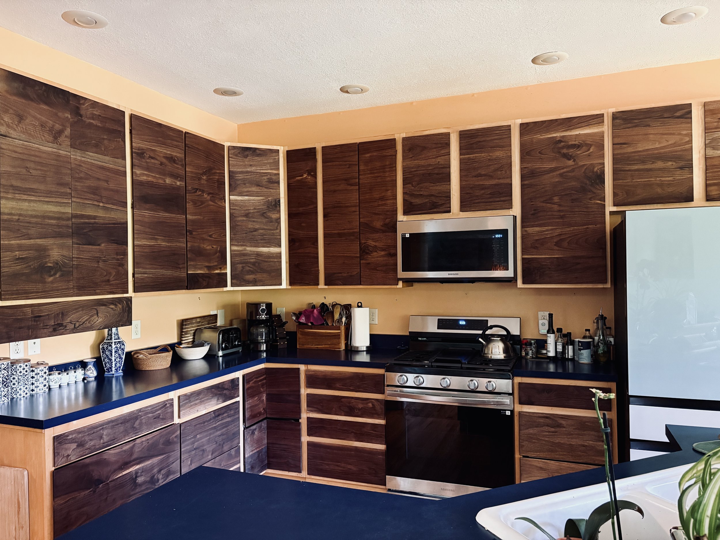 handmade walnut cabinets and drawers