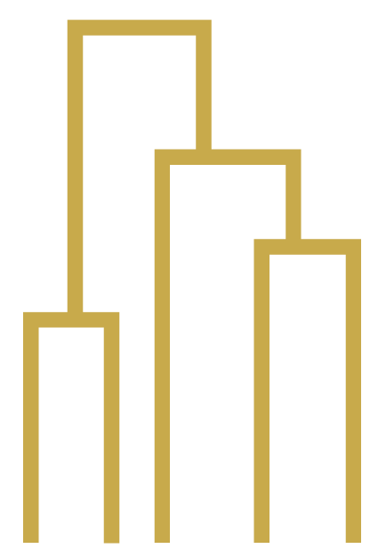 Line graph with three gold bars of varying heights on a black background.