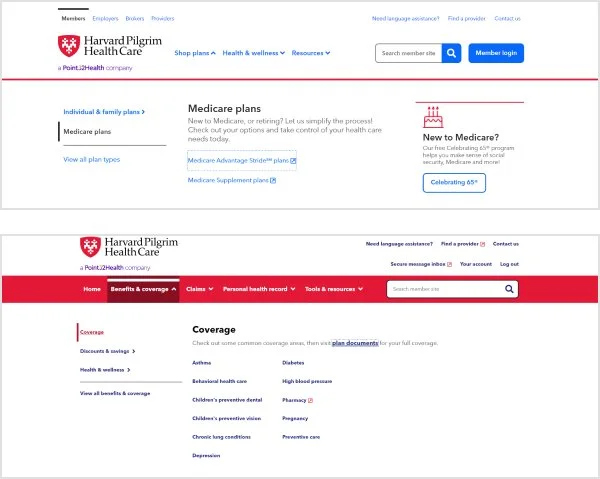 New navigation (top), old navigation (bottom)