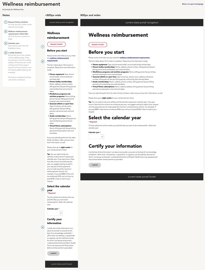 Improved wellness reimbursement page