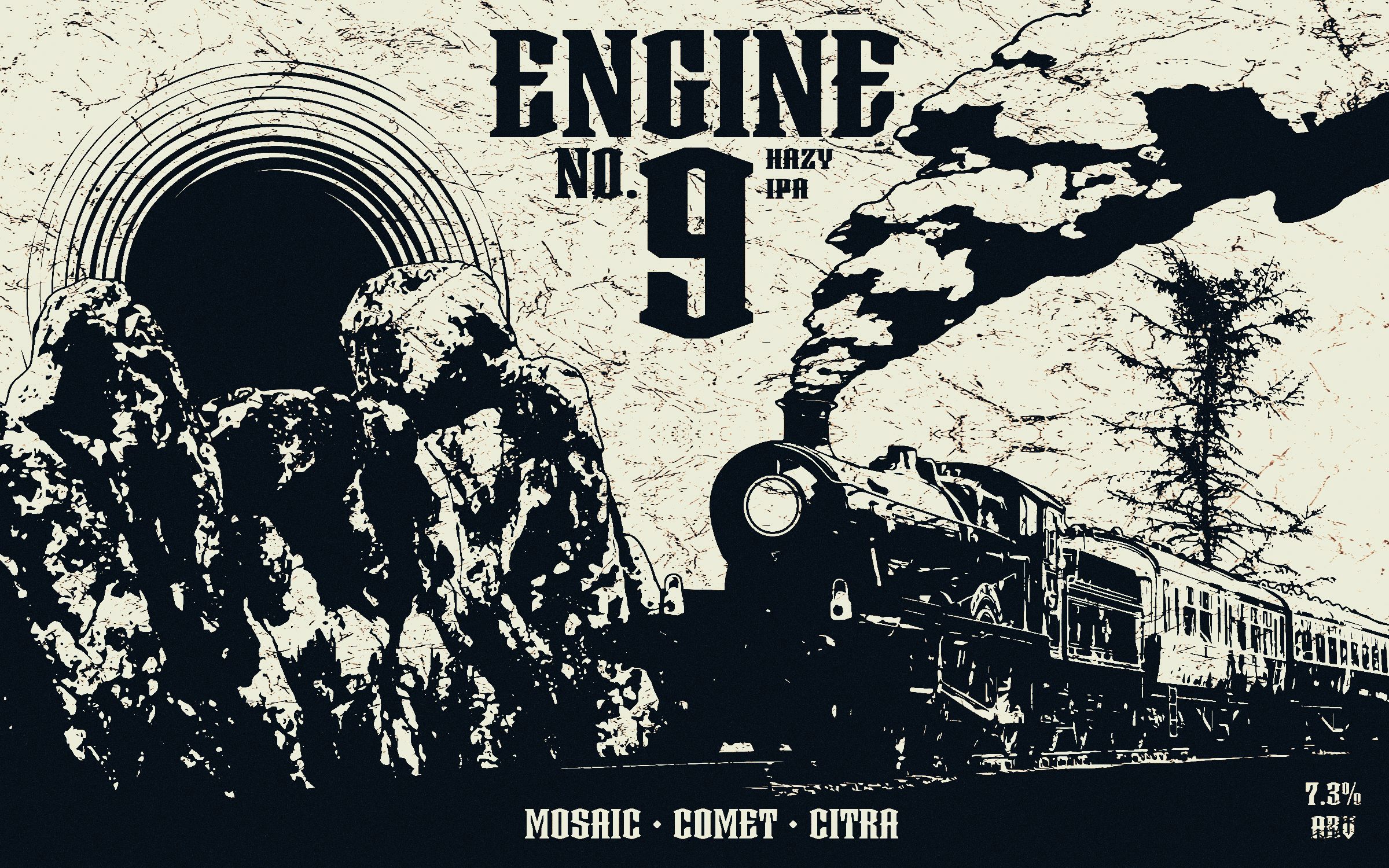 Engine No. 9
The fourth design I made for Thomas took me ages. There are several different images used here, from stock photography to my own photography, made to look more sketched or comic-y. The sun is a blackhole, too. It's art.
Illustrator, Af