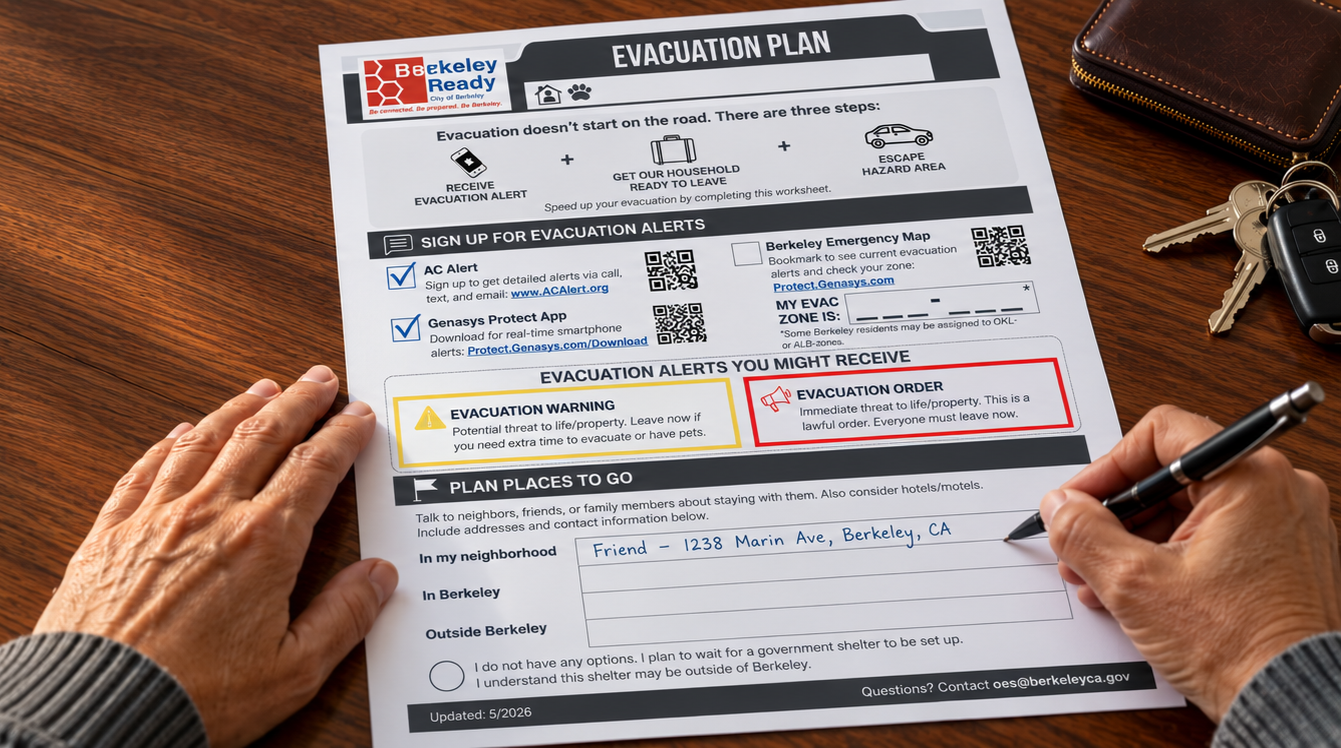 A person filling out the evacuation worksheet.
