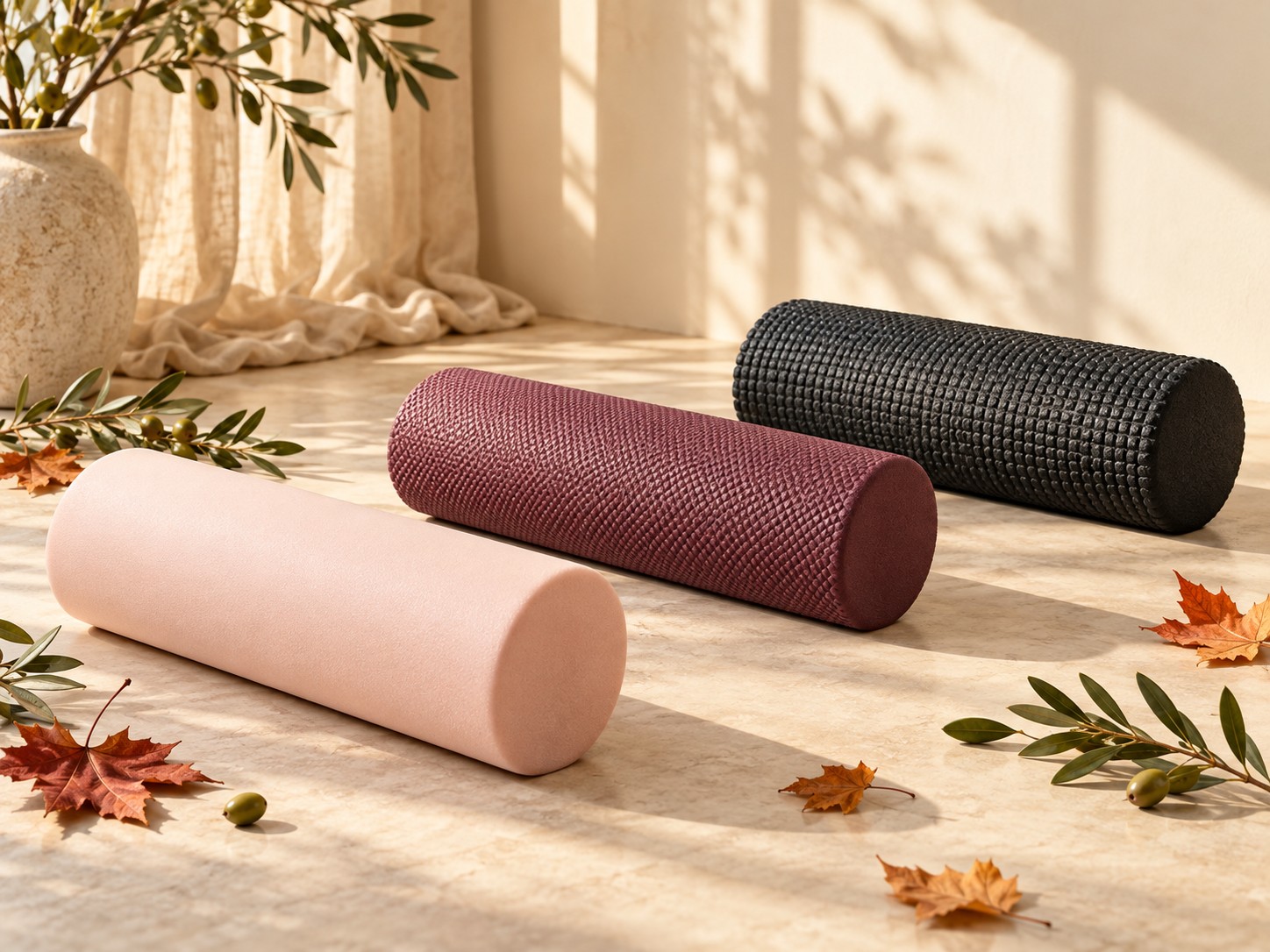 Soft, medium, and firm foam rollers