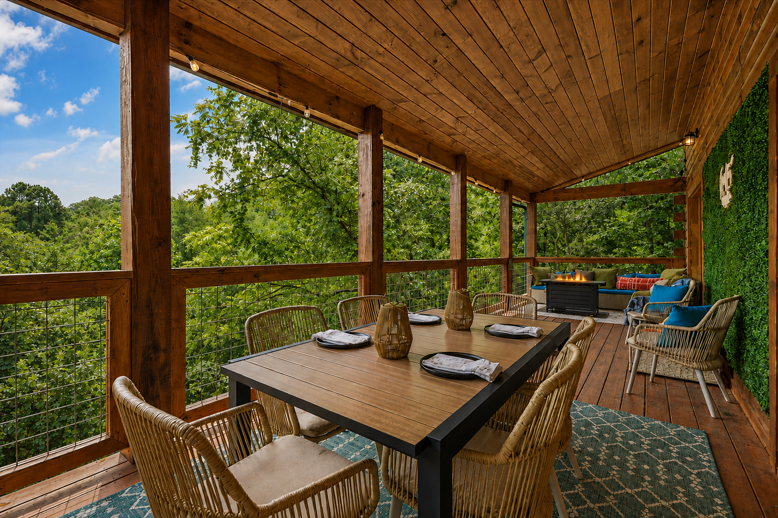 Balcony at luxury Smoky Mountain cabin