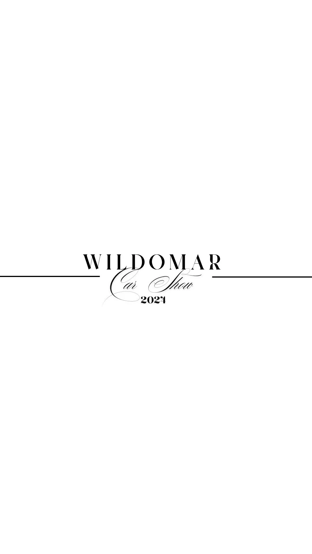 Poster for the 2024 Wildomar Car Show, featuring elegant black and white text design.