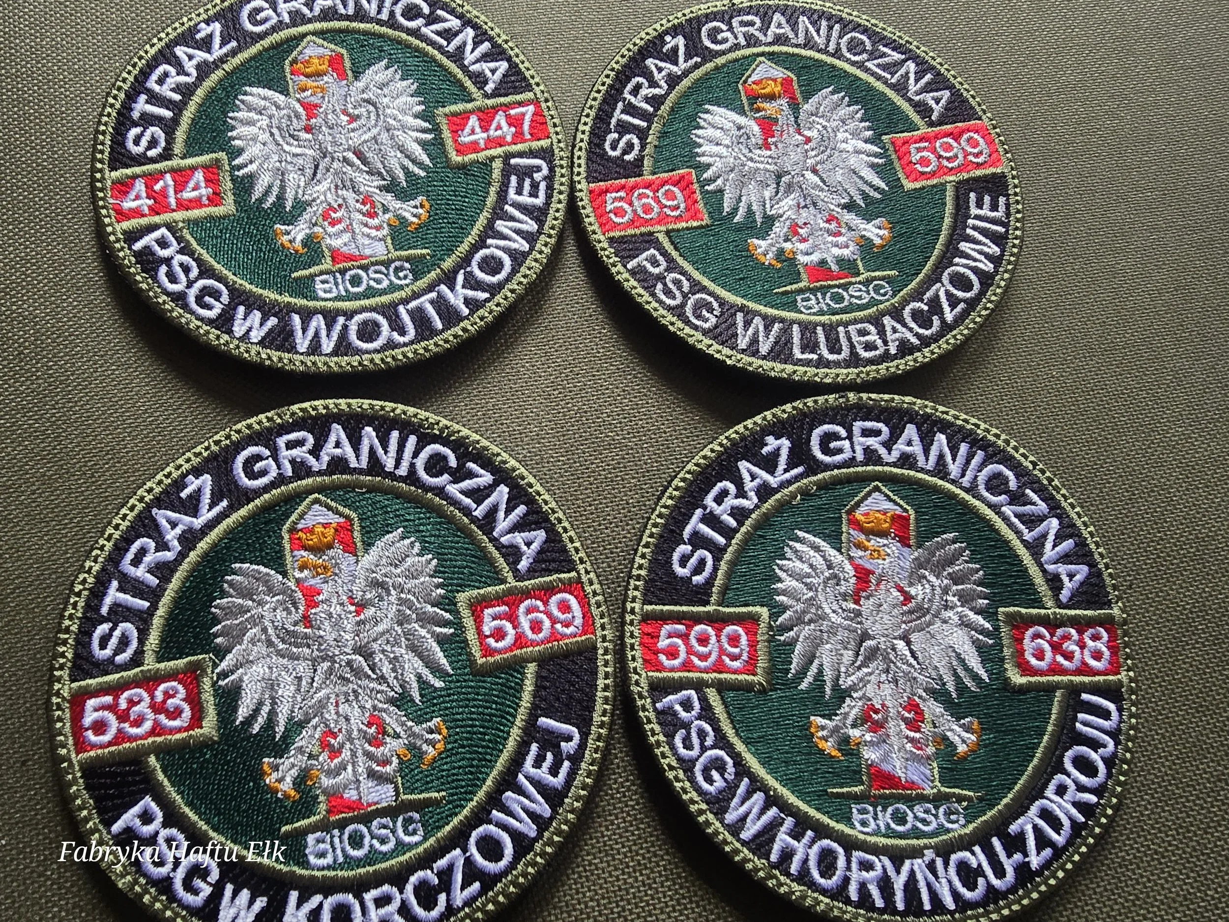 Haftowane naszywki PSG Wojtkowa i PSG Lubaczów – Bieszczadzki Oddział Straży Granicznej