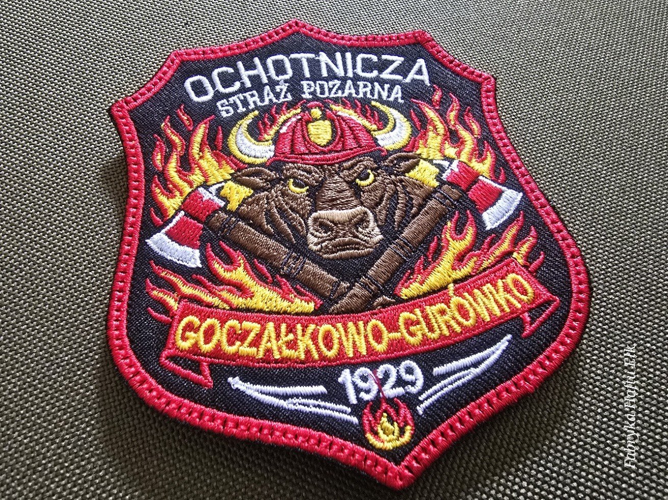 Haftowane naszywki strażackie OSP Goczałkowo na zamówienie – Fabryka Haftu Ełk