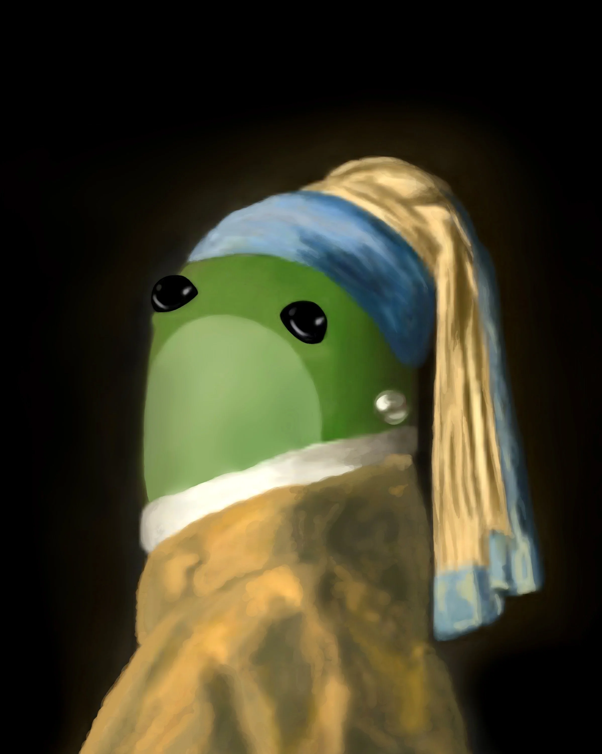 Frog with a Pearl Earring Art Print