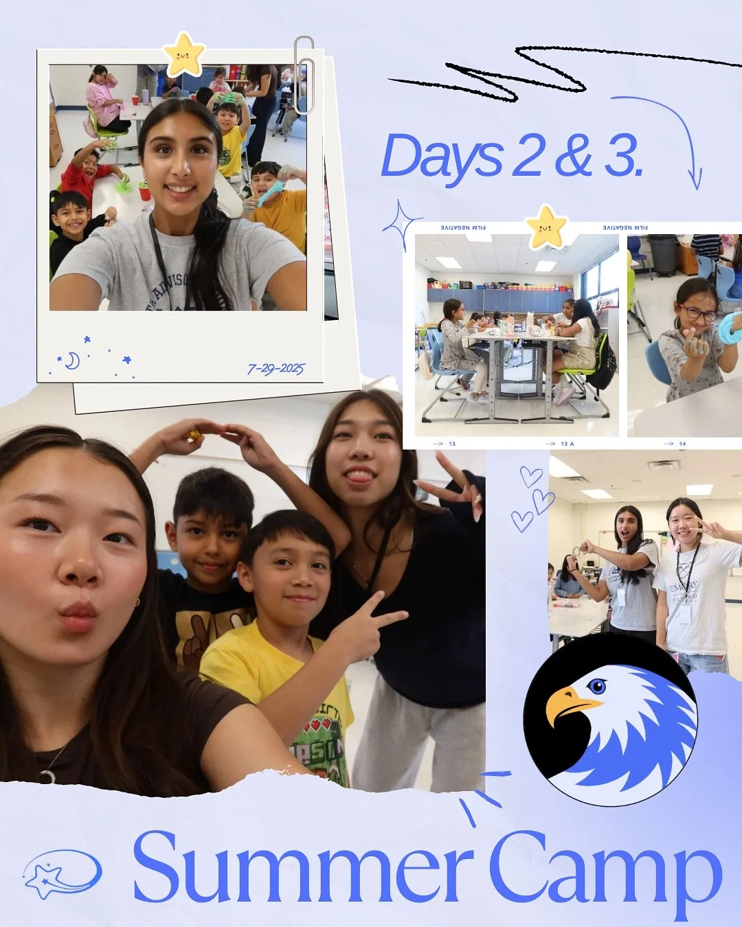 Days 2 and 3 of our summer camp were full of fun and creativity! The kids made slime, watched K-Pop Demon Hunters, played sports in the gym, tie-dyed their own shirts and aprons, made a birthday card for Garfield&rsquo;s principal, and more. They&rsq
