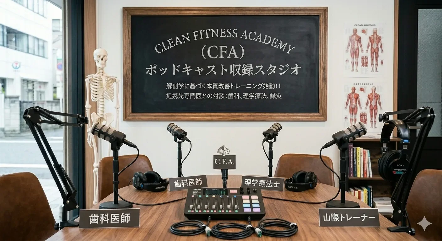 日吉 CLEAN.｜歯科医師・理学療法士・鍼灸師との専門家対談を収録する、CFA専用ポッドキャストスタジオの風景。