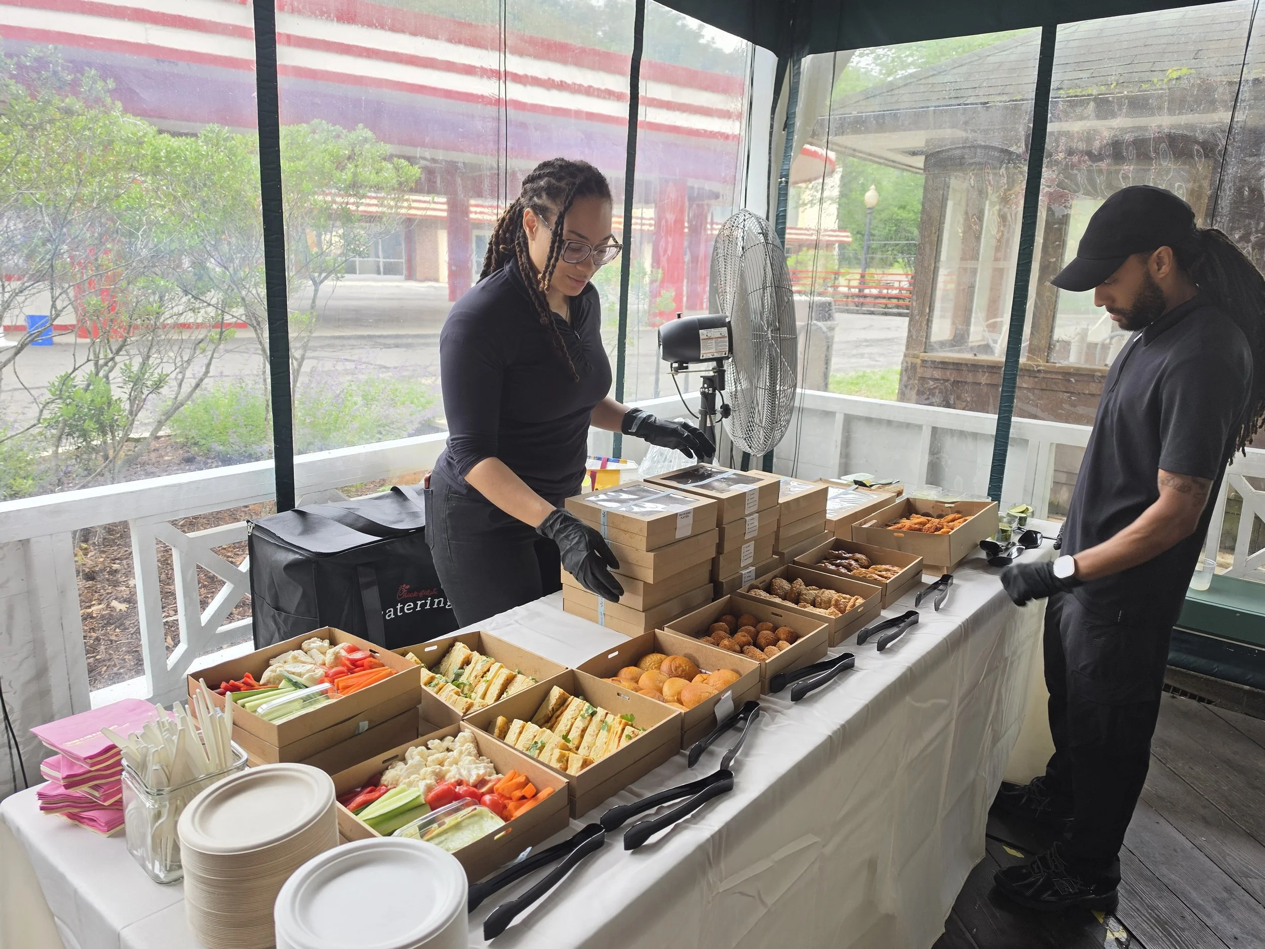 Wedding Clean Up crew handling catering