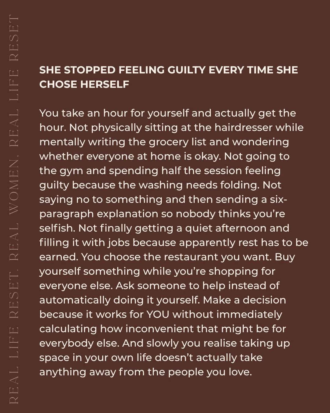 I think Mum guilt is one of the things I see the most of.

And one of the things that stop women from feeling good about themselves.

We think it is selfish, we aren't a good Mum, but what if we can flip the script?

What if we can understand where t