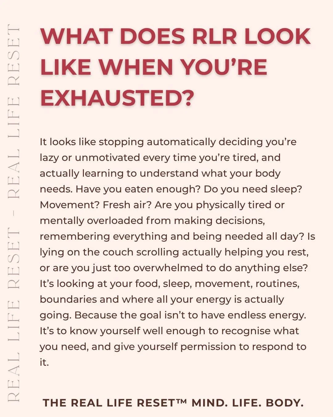 Maybe you don&rsquo;t need to try harder. Maybe you need to understand what your body has actually been asking you for. This is part of the work we do inside Real Life Reset. 🤎