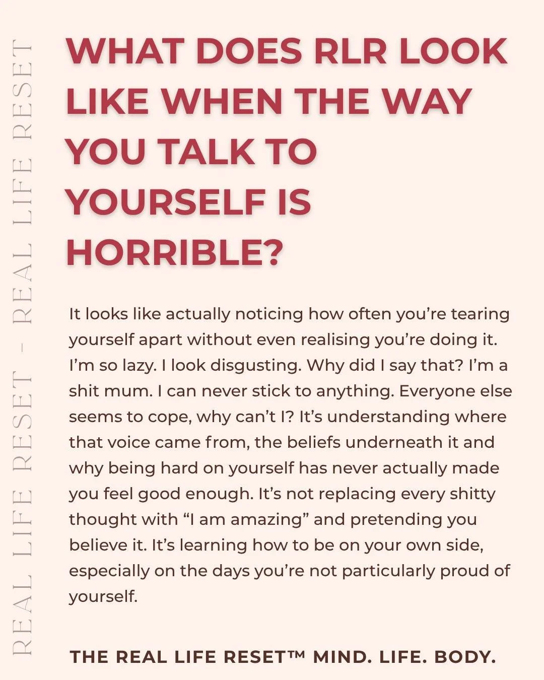 You don&rsquo;t need to replace every shitty thought with an affirmation you don&rsquo;t believe. Sometimes the work starts with noticing just how fucking cruel you&rsquo;ve learnt to be to yourself, understanding where that voice came from, and lear