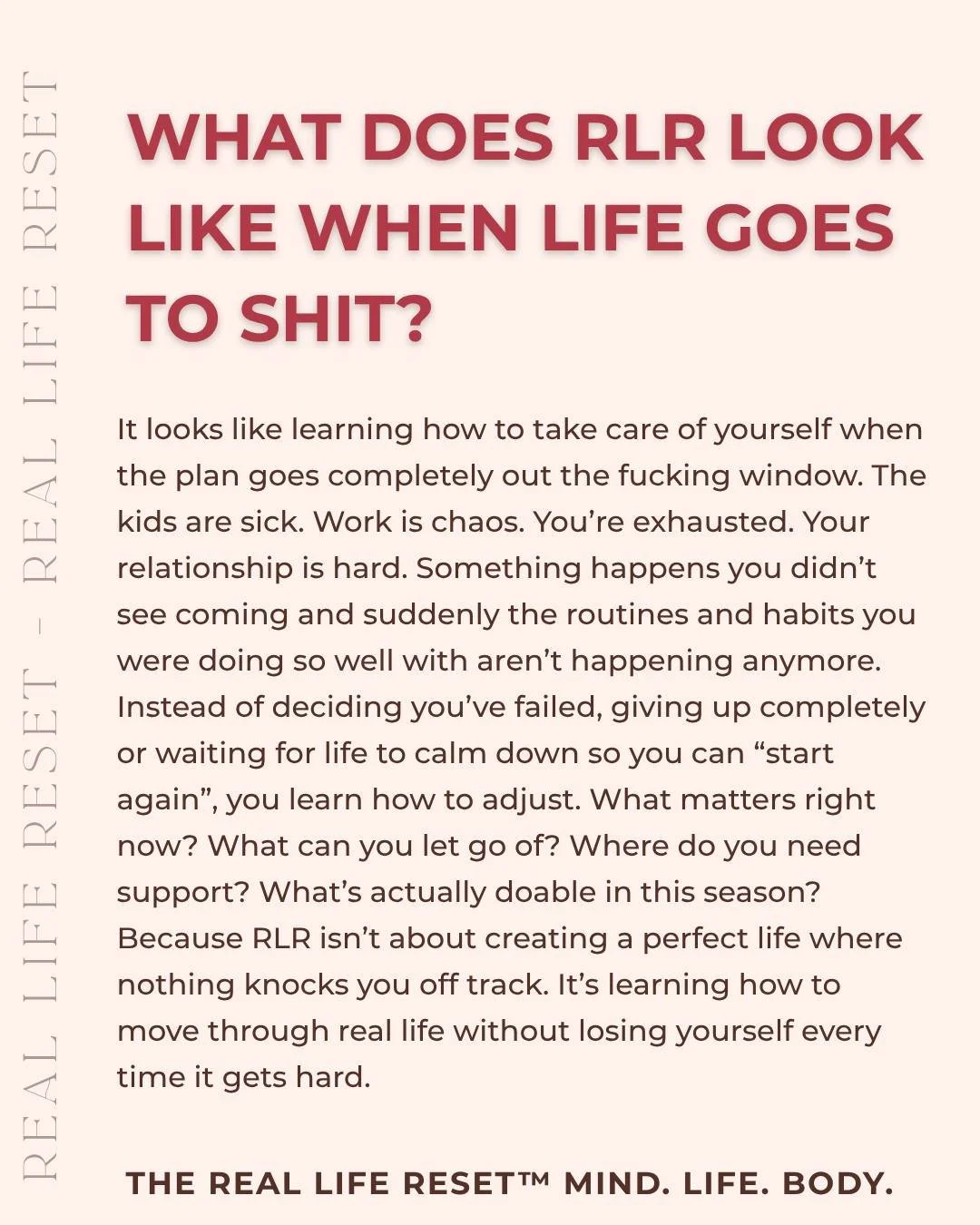 Your routines working when life is easy is one thing. Knowing how to take care of yourself when everything goes completely to shit is another. THAT is the kind of change I care about. Because this has to work in your real life. 🤎

Our welcome call i