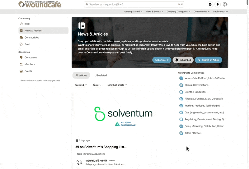 Scrolling GIF of the news feed.