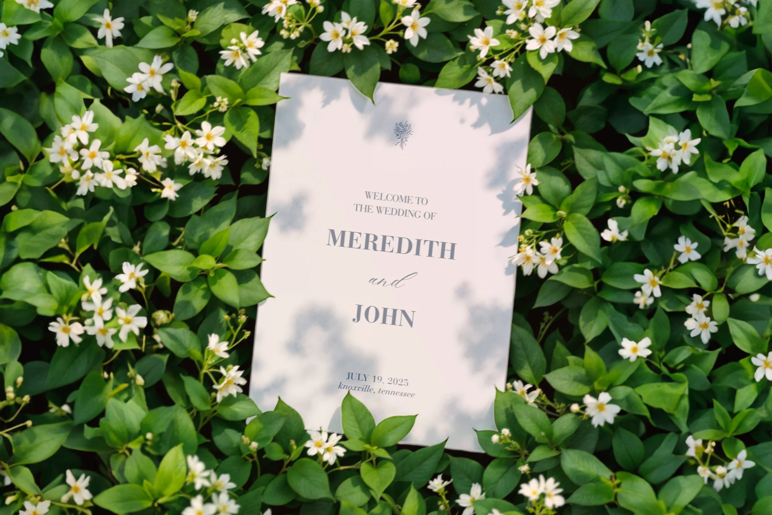 Meredith Light Blue Wedding Day-of-Signage: Vintage-Inspired Floral DIY Canva Template
