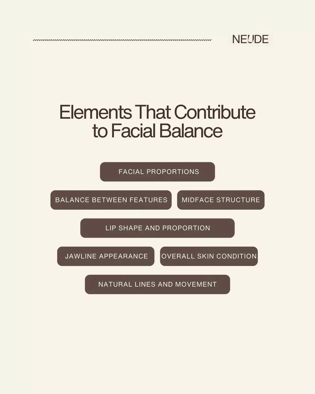 Facial harmony is often described in terms of balance, considering features such as cheek and jawline structure, lip proportion, chin-to-nose ratio and overall skin texture.

At Neude, consultations are the first step. This is where we discuss your g