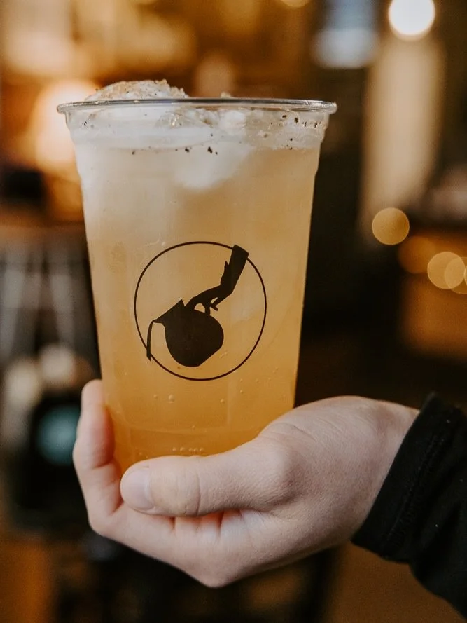 HAPPY NEW YEAR! Celebrate with a sparkling treat! This is a citrus sparkling cider Bliss ice cream float, sprinkled with chai sugar. But we call it Y2cider! Come get one for a limited time!